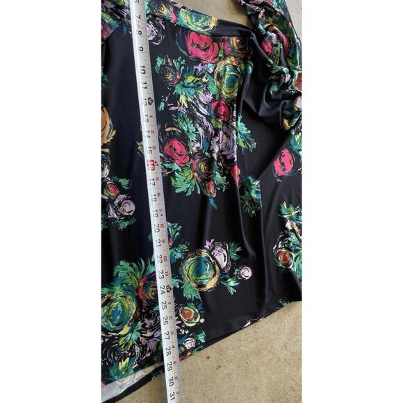 Clara Sun Woo Woman’s Large Flower Rose Print Tunic Top 3/4 Sleeve Sz M USA Made - Picture 5 of 13